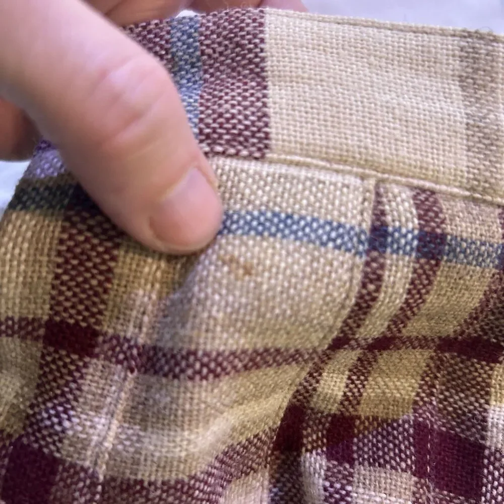 Vtg Wool Blend Pleated Midi Cream Plaid Skirt Union Made 11/12 Academia